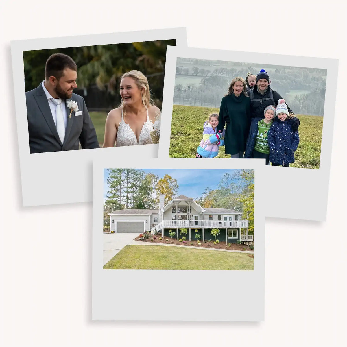 Example photos of couple, family and home