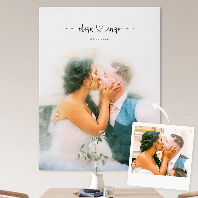 Custom Newly Married Anniversary Wedding Couple Portrait